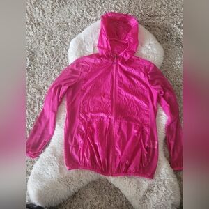 Crystal Ladies Bright Pink Leopard-Mesh Zip Up Long Sleeve Shirt